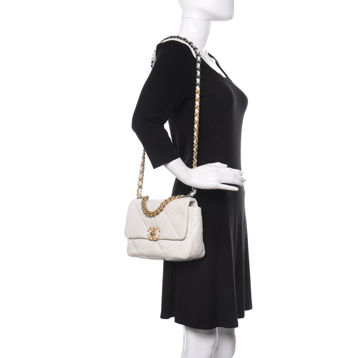 Goatskin Quilted Medium 19 Flap White