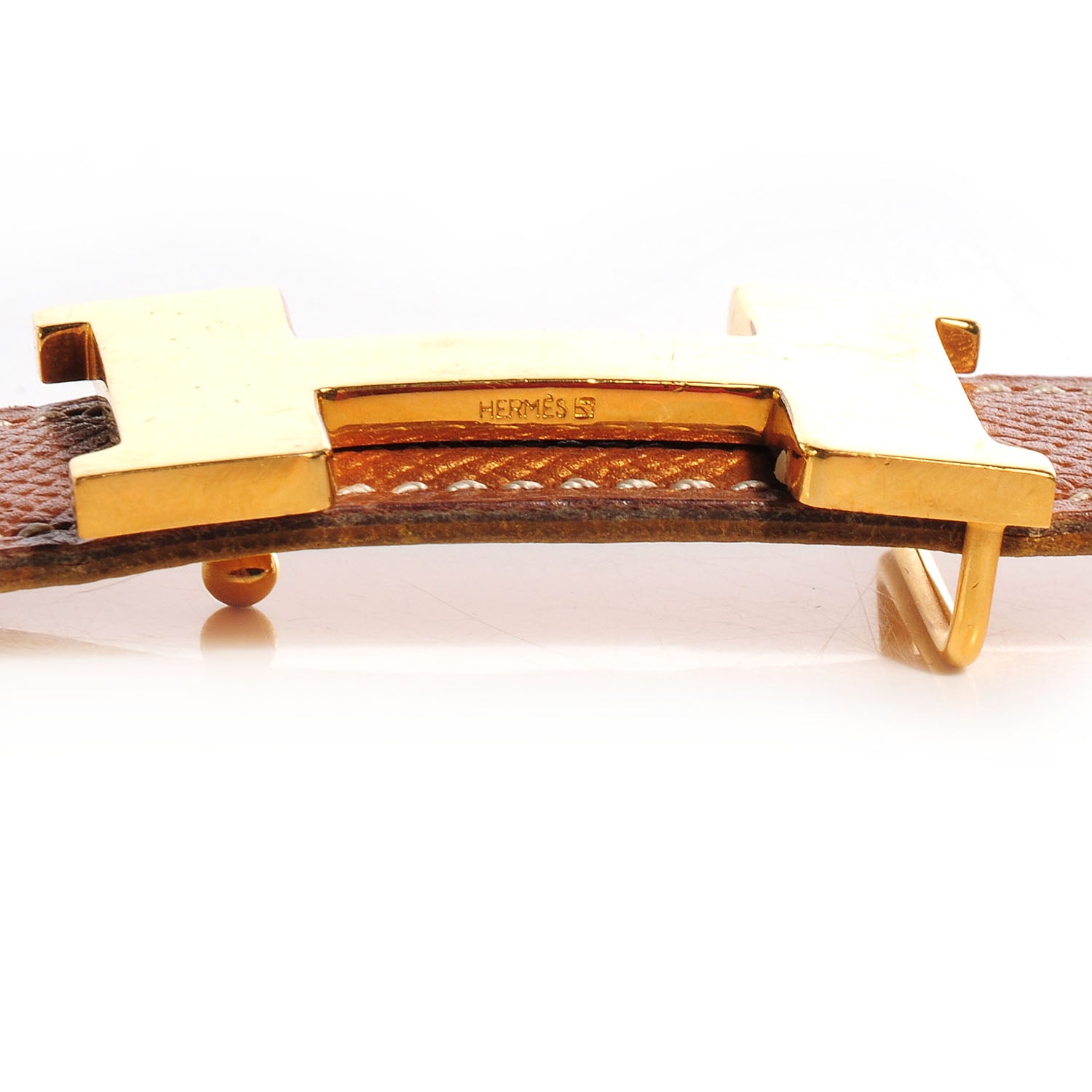 Hermes Courchevel Reversible Polished Constance 24mm H Belt 65 Gold Jaune 6 of 6