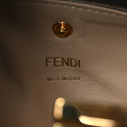 Fendi Vitello Seta Glazed Fabric FF 1974 Medium Peekaboo X-Lite Maya Mogano Panna 6 of 8