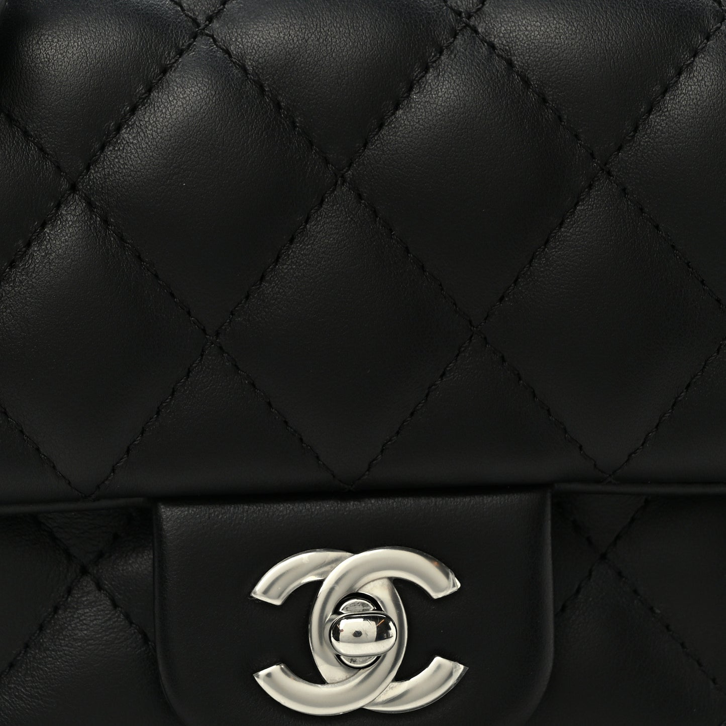 Calfskin Quilted CC Uniform Flap Belt Bag Black