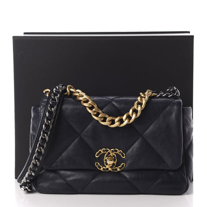 Chanel Lambskin Quilted Medium 19 Flap Navy Blue 11 of 11