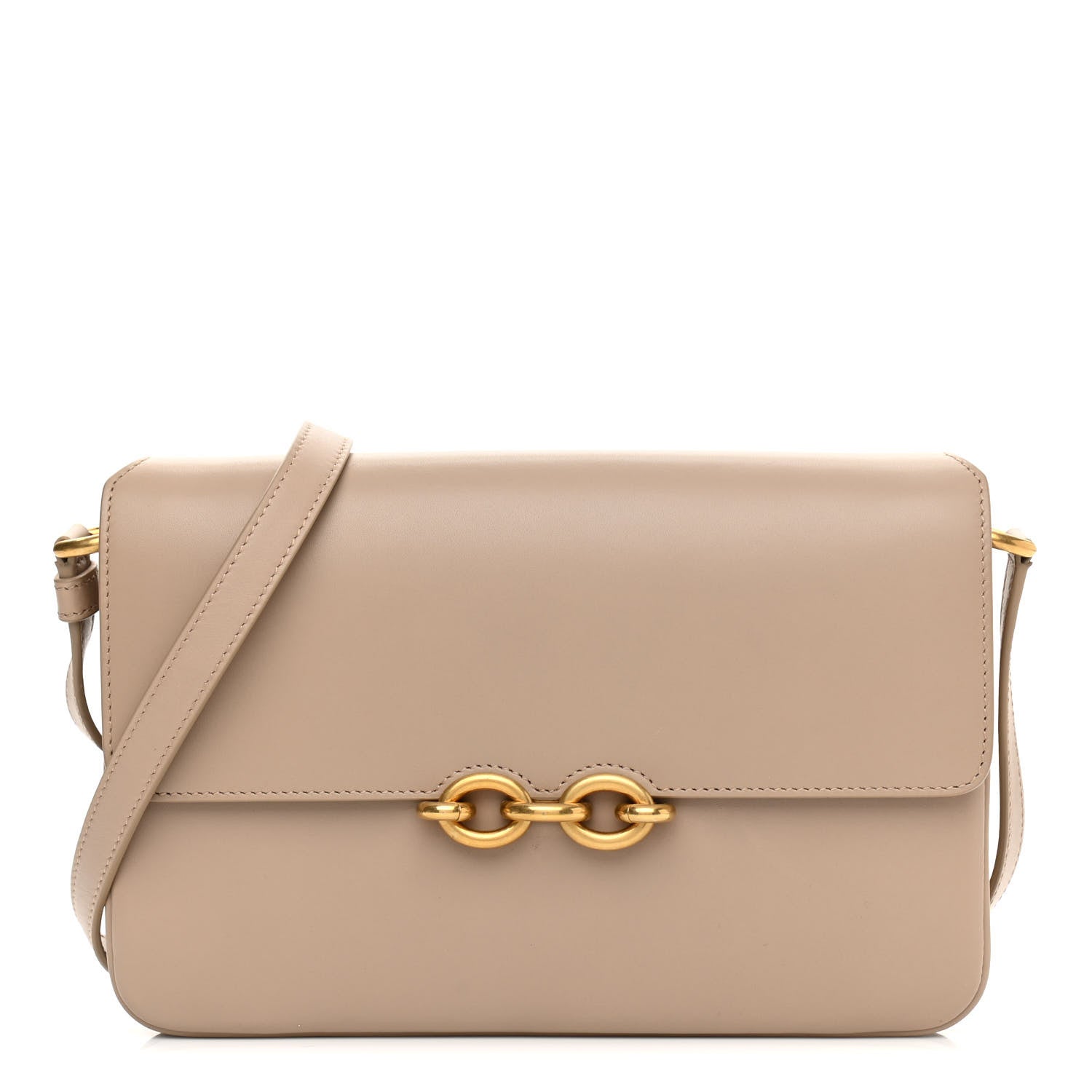 Saint Laurent Smooth Calfskin Le Maillon Satchel Dark Beige 1 of 15