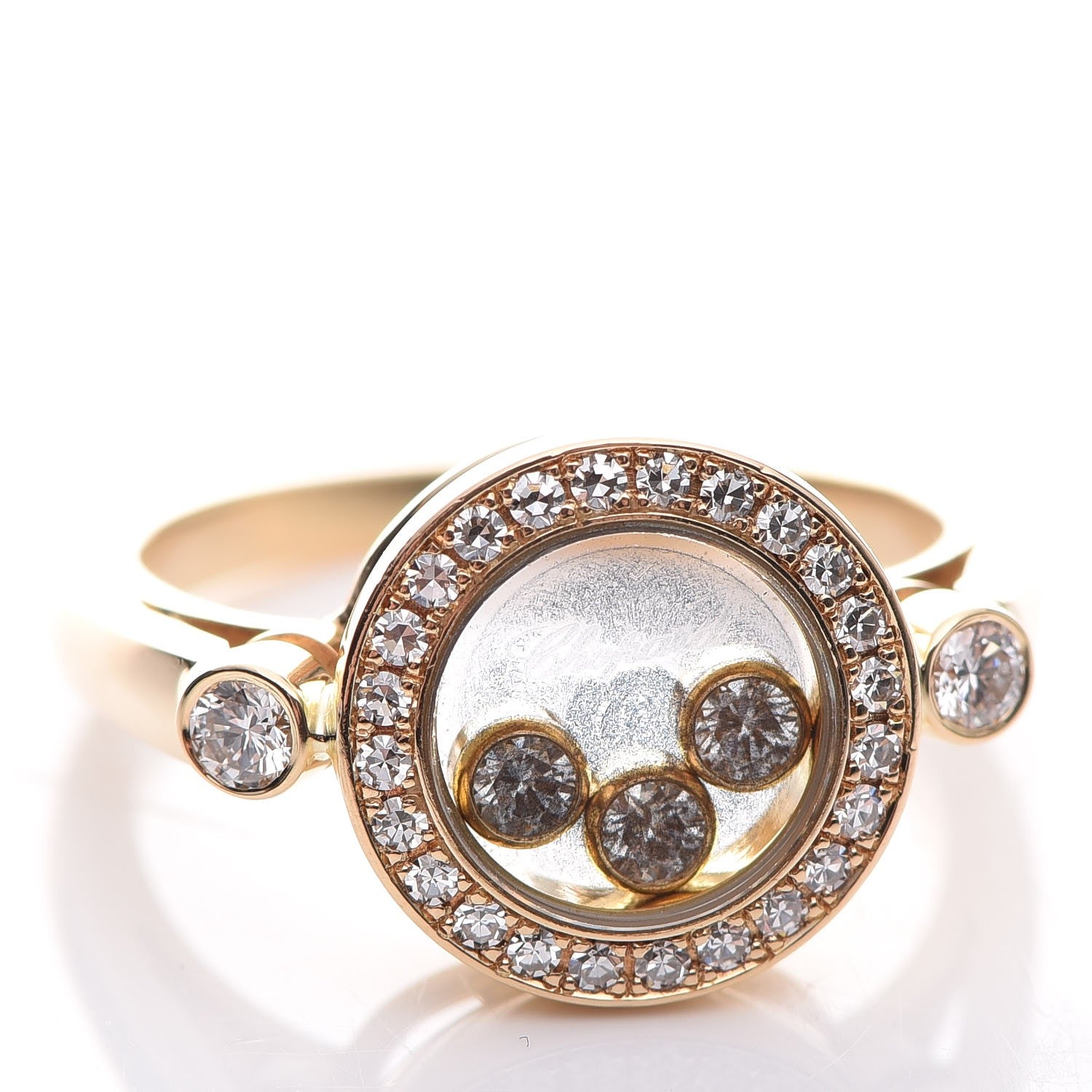 Chopard 18K Yellow Gold Happy Diamonds Circle Ring 50 5.5 8 of 8