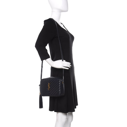 Saint Laurent Calfskin Matelasse Monogram Lou Camera Bag Navy 2 of 9