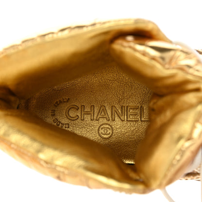 Chanel Metallic Calfskin Crocodile Embossed Cocodile High Top Sneakers 38 Gold 7 of 9