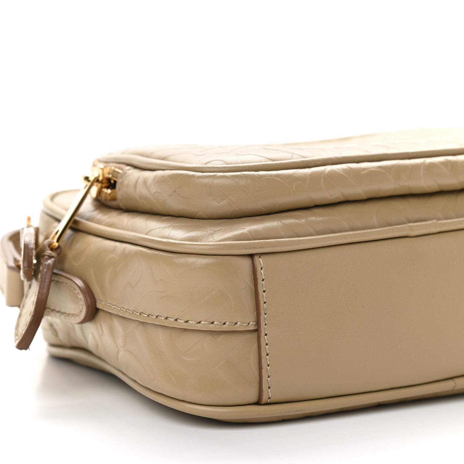 Burberry Calfskin Embossed Monogram Camera Chain Bag Honey 8 of 9