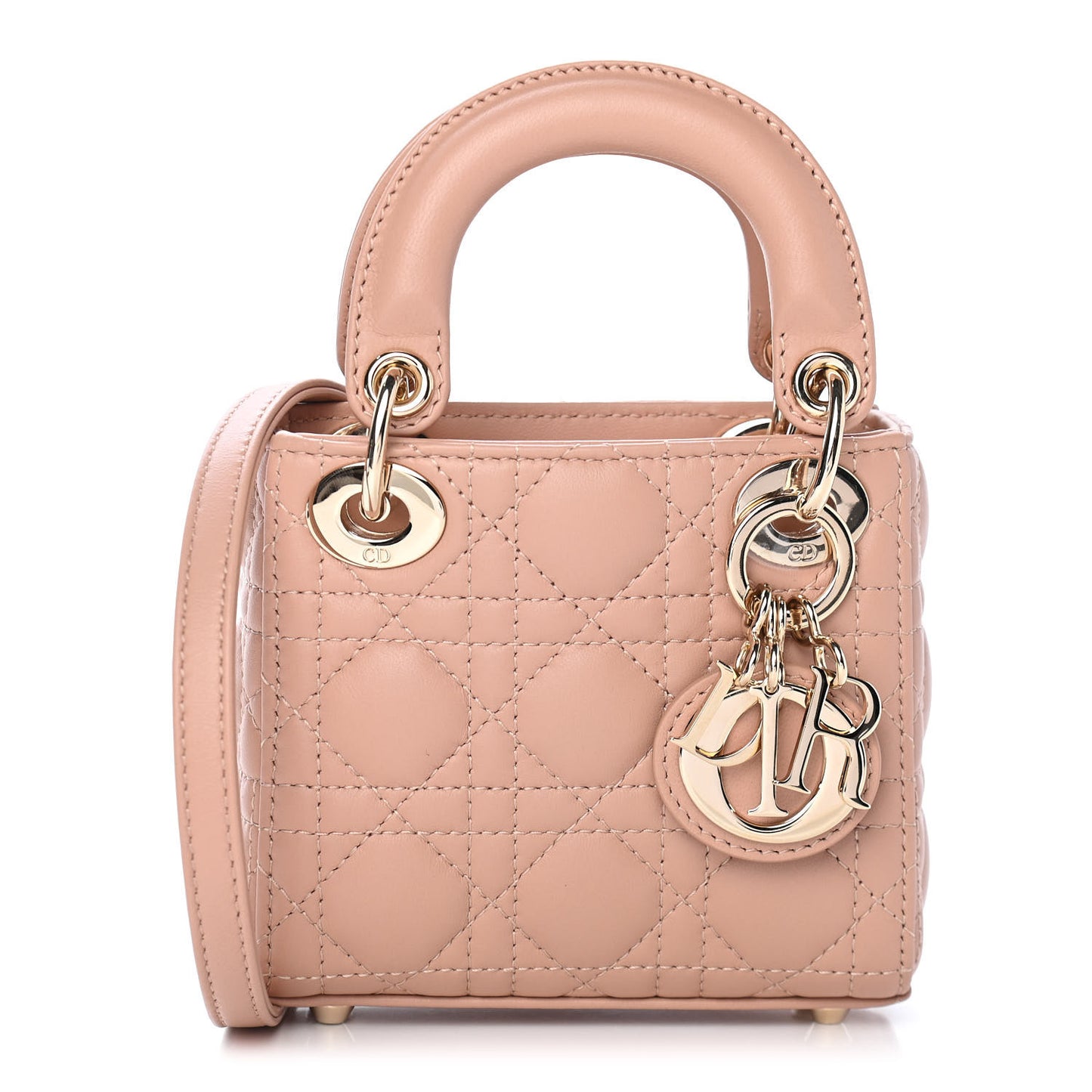 Lambskin Cannage Micro Lady Dior Rose Des Vents