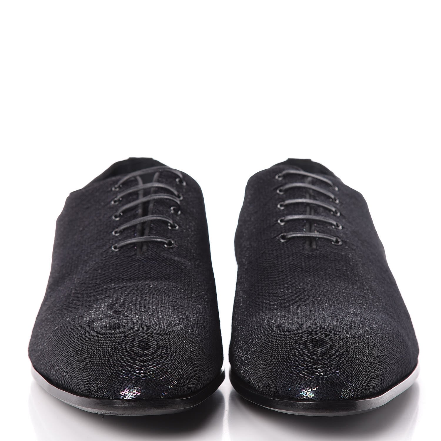 Louis Vuitton Monogram Embroided Sequins Mens Grenelle Richelieu Shoes 8 Black 2 of 9