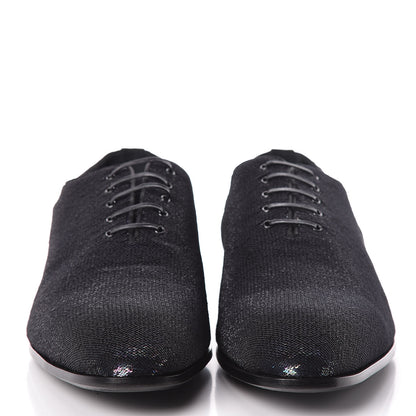 Louis Vuitton Monogram Embroided Sequins Mens Grenelle Richelieu Shoes 8 Black 2 of 9