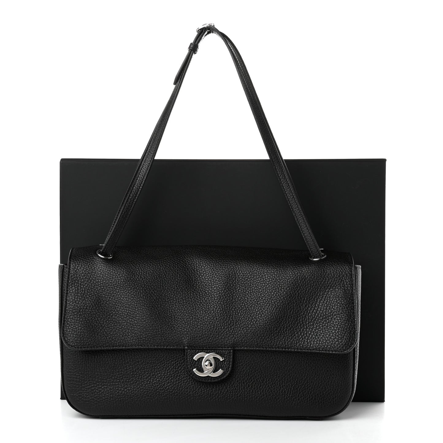 Grained Calfskin Small Souplissimo Maxi Flap Black