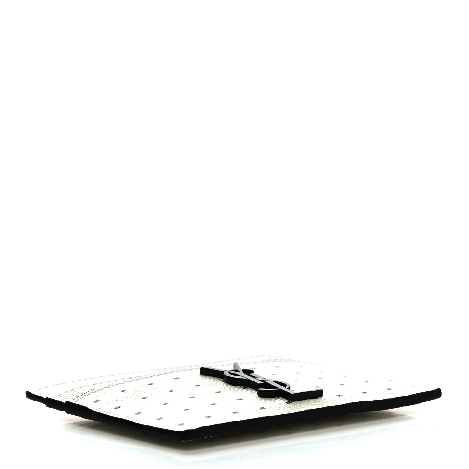 Saint Laurent Grain De Poudre Geo Print Card Case White Black 4 of 7