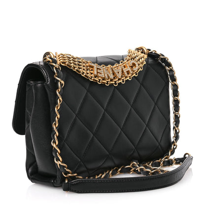 Chanel Lambskin Quilted Small CC Crystal Logo Chain Flap Black 3 of 10