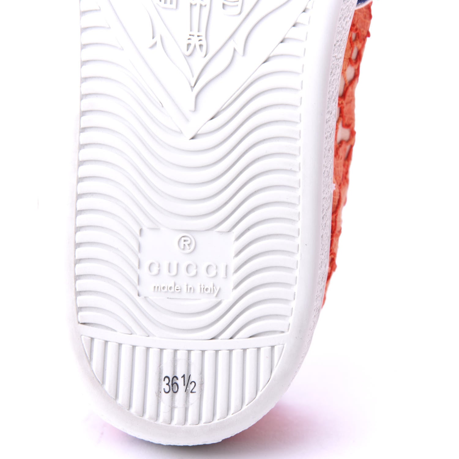 Gucci Lace Crystal Sylvie Web Flower Leaf Womens Ace Sneakers 36.5 Hot Orange Tan Beige 8 of 10