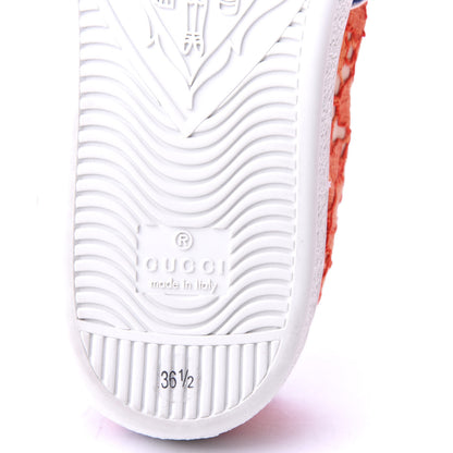 Gucci Lace Crystal Sylvie Web Flower Leaf Womens Ace Sneakers 36.5 Hot Orange Tan Beige 8 of 10