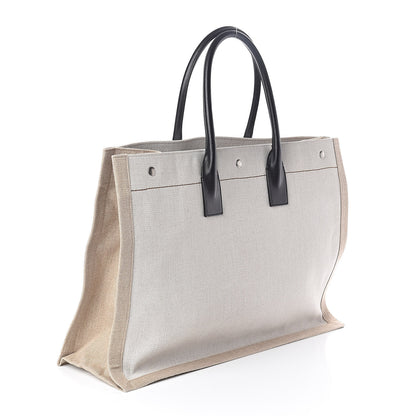 Saint Laurent Linen Calfskin Rive Gauche Tote Optic White 3 of 9