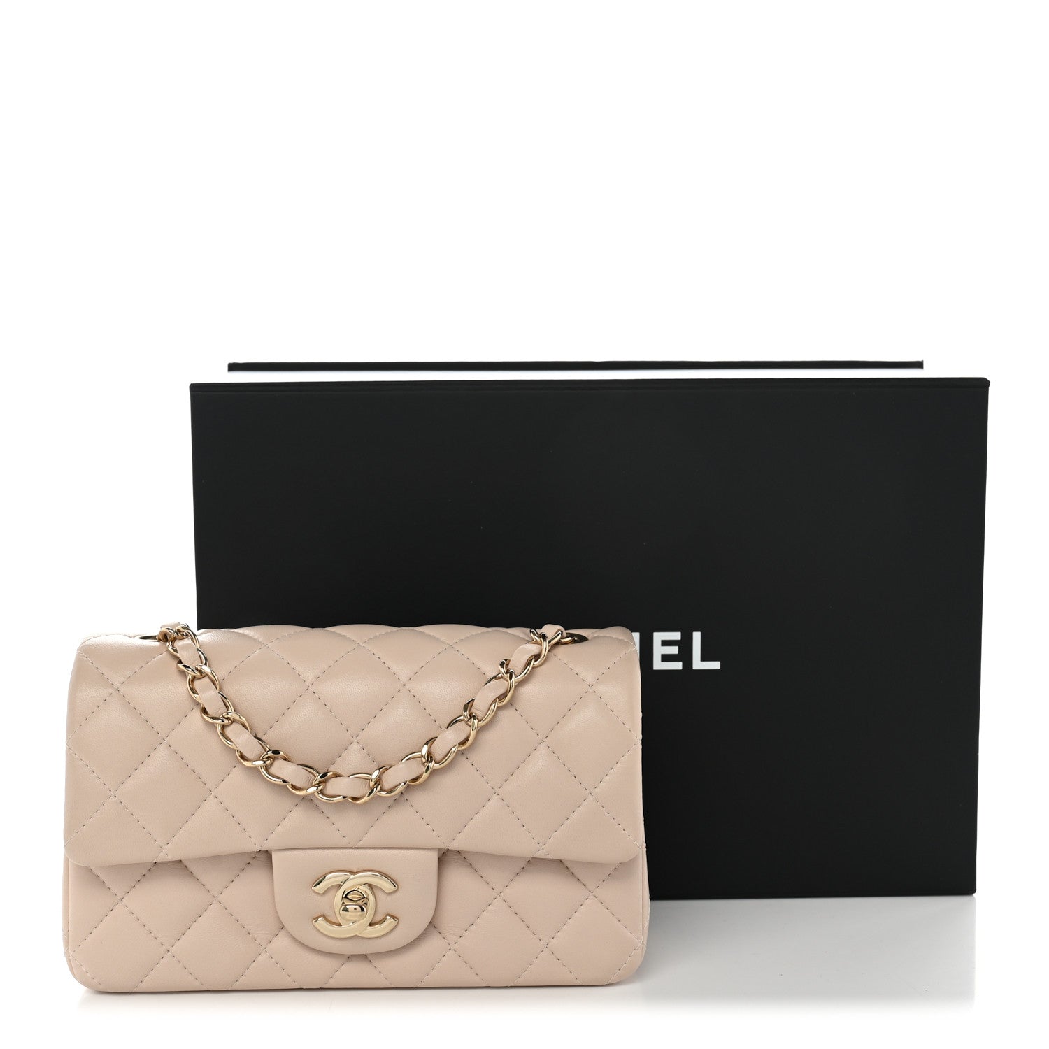 Chanel Lambskin Quilted Mini Rectangular Flap Light Beige 11 of 11