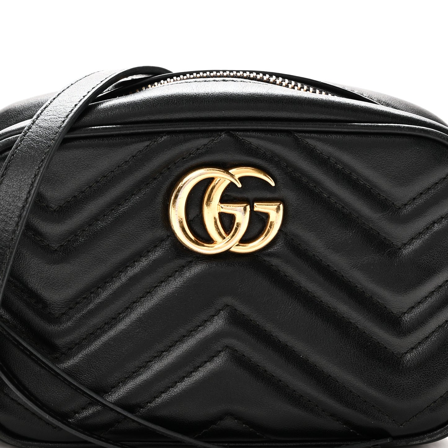 Calfskin Matelasse Mini GG Marmont Chain Shoulder Bag Black