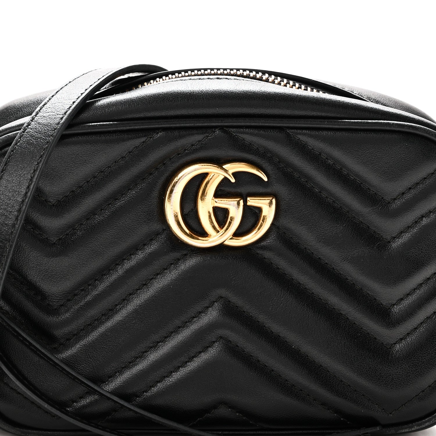 Gucci Calfskin Matelasse Mini GG Marmont Chain Shoulder Bag Black 8 of 11