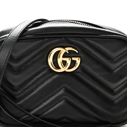 Gucci Calfskin Matelasse Mini GG Marmont Chain Shoulder Bag Black 8 of 11