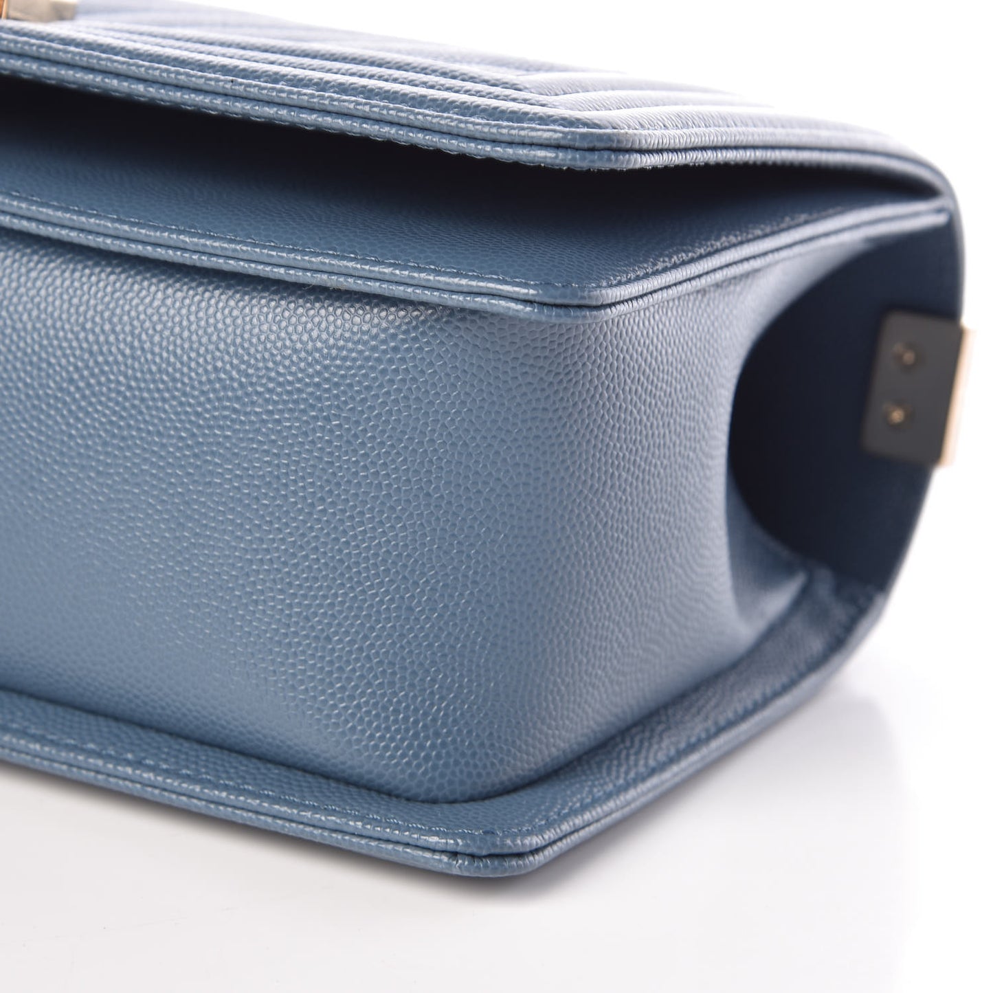 Caviar Chevron Quilted Medium Boy Flap Blue