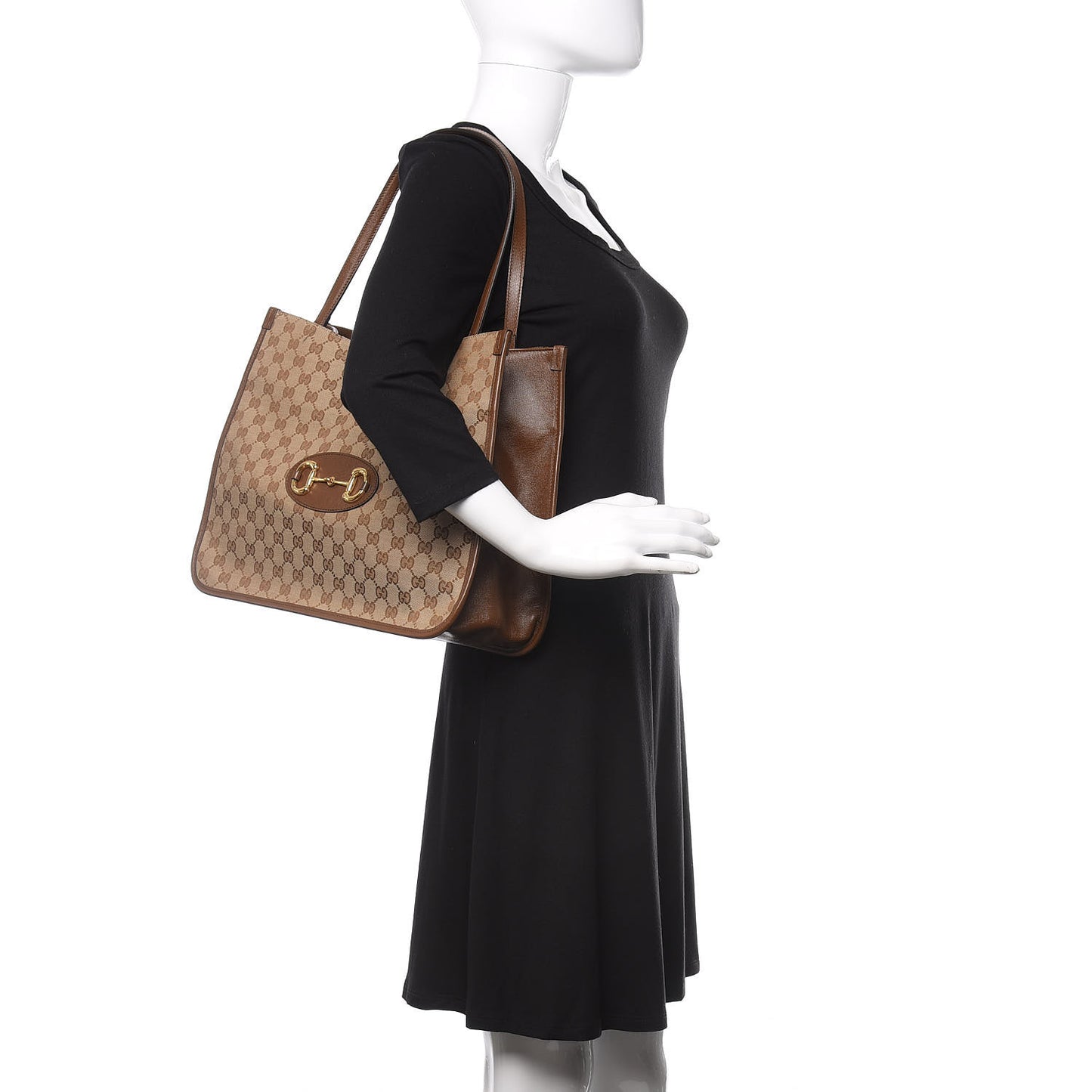 Monogram Horsebit 1955 Tote Bag Beige Brown Sugar