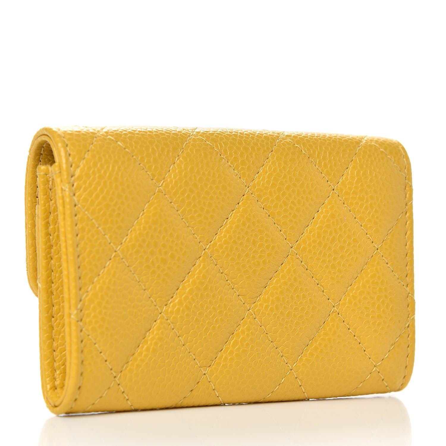 Chanel Caviar Quilted Flap Card Holder Yellow 3 of 9