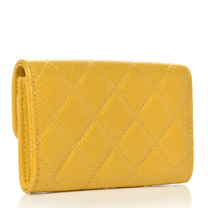 Chanel Caviar Quilted Flap Card Holder Yellow 3 of 9