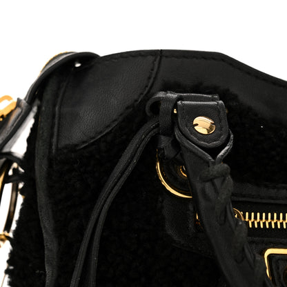 Balenciaga Shearling Gold Metallic Edge Hardware Mini City Black 21 of 22