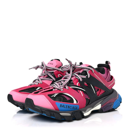 Balenciaga Mesh Nylon Metallic Fabric Womens Track Sneakers 38 Pink Blue 3 of 9