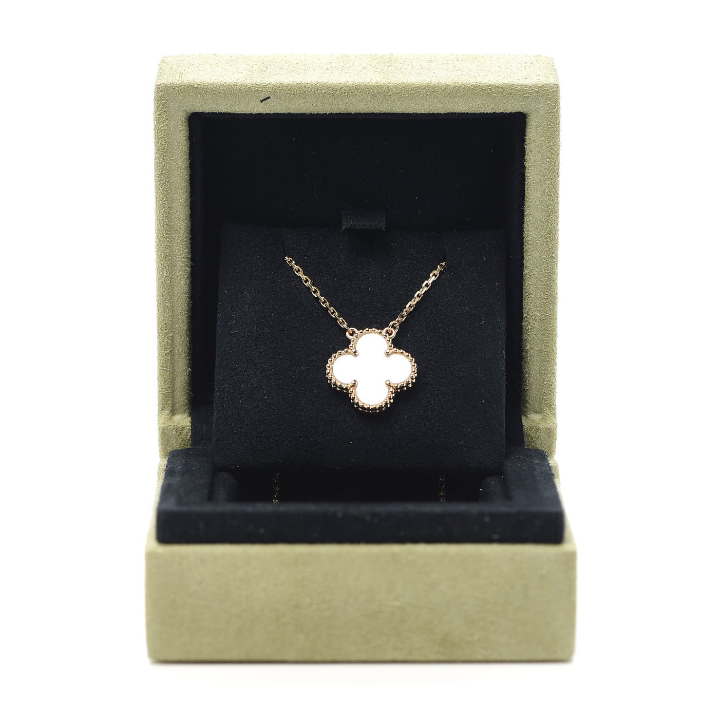 18K Yellow Gold Mother of Pearl Vintage Alhambra Pendant Necklace