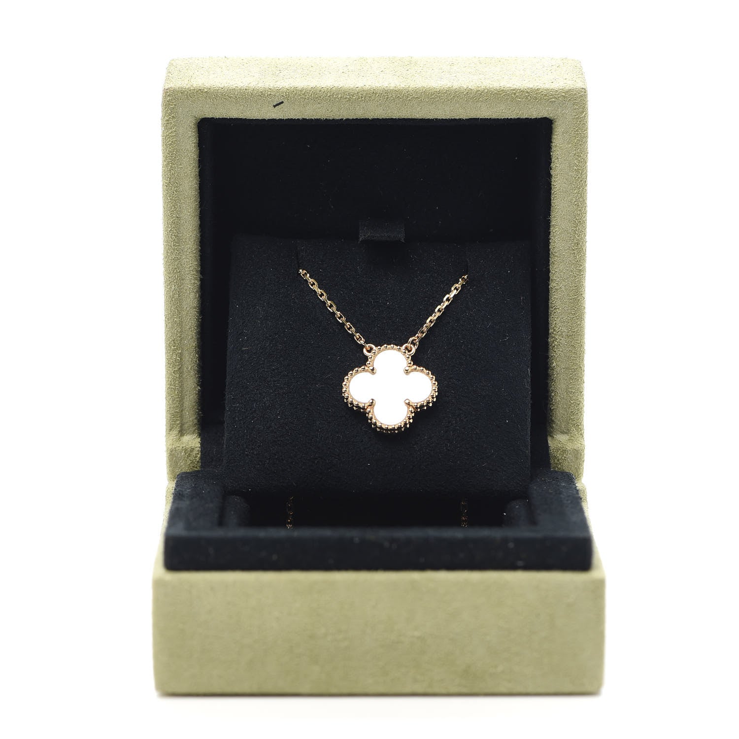 Van Cleef & Arpels 18K Yellow Gold Mother of Pearl Vintage Alhambra Pendant Necklace 8 of 8