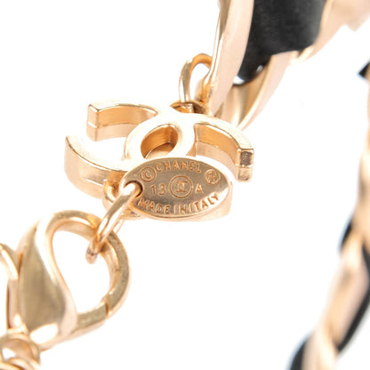 Chanel Silk CC Chain Link Choker Necklace Light Gold Black 5 of 5