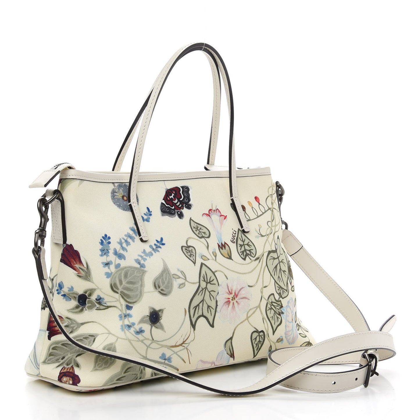 Canvas Flora Knight Small Zippered Tote White