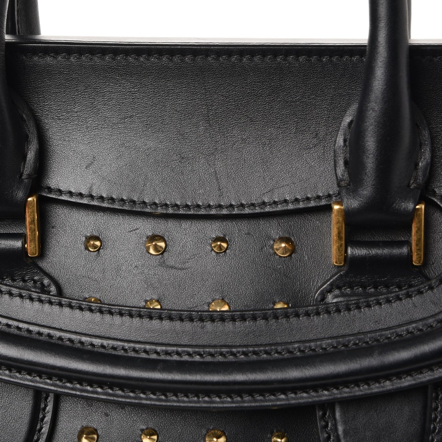 Calfskin Studded Small Heroine Black