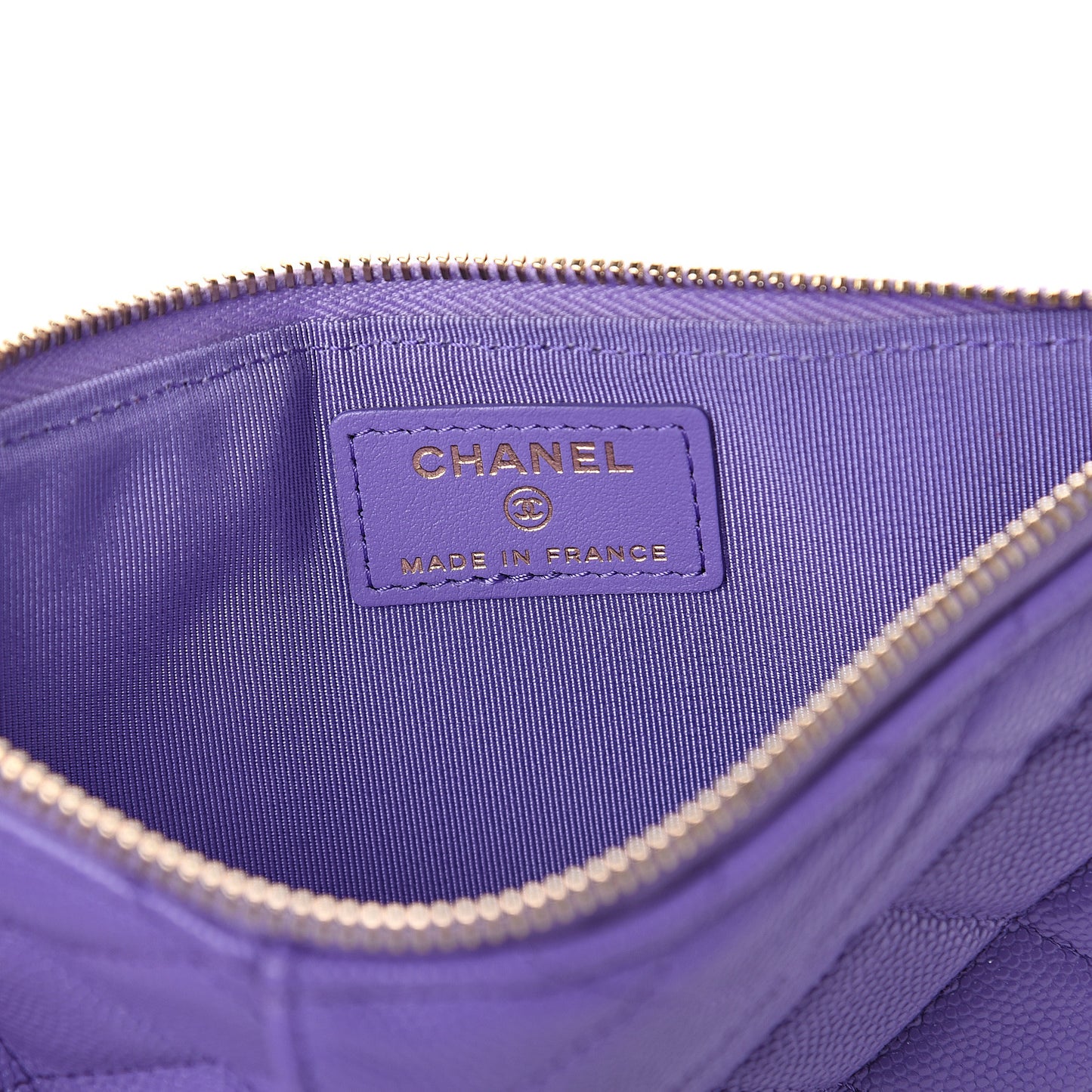 Caviar Quilted Classic Flat Wallet Pouch Purple