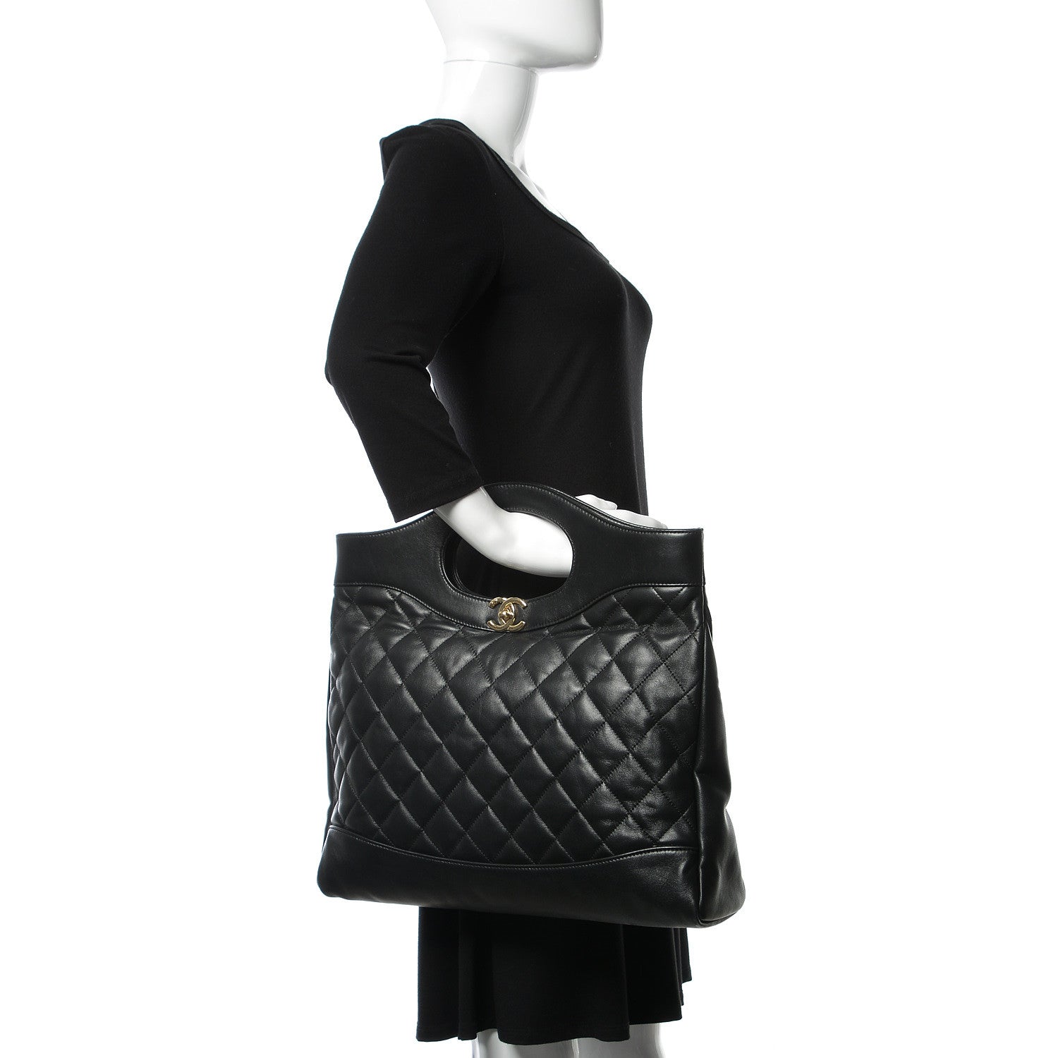 Chanel Lambskin Quilted Large 31 Shopping Bag Black 3 of 10