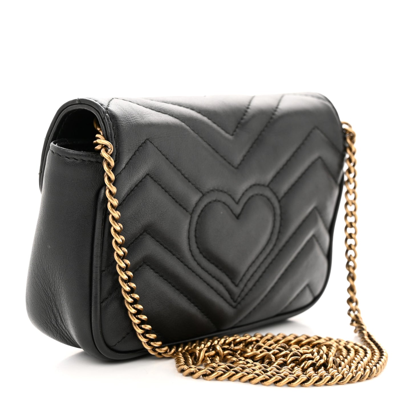 Calfskin Matelasse Super Mini GG Marmont Shoulder Bag Black
