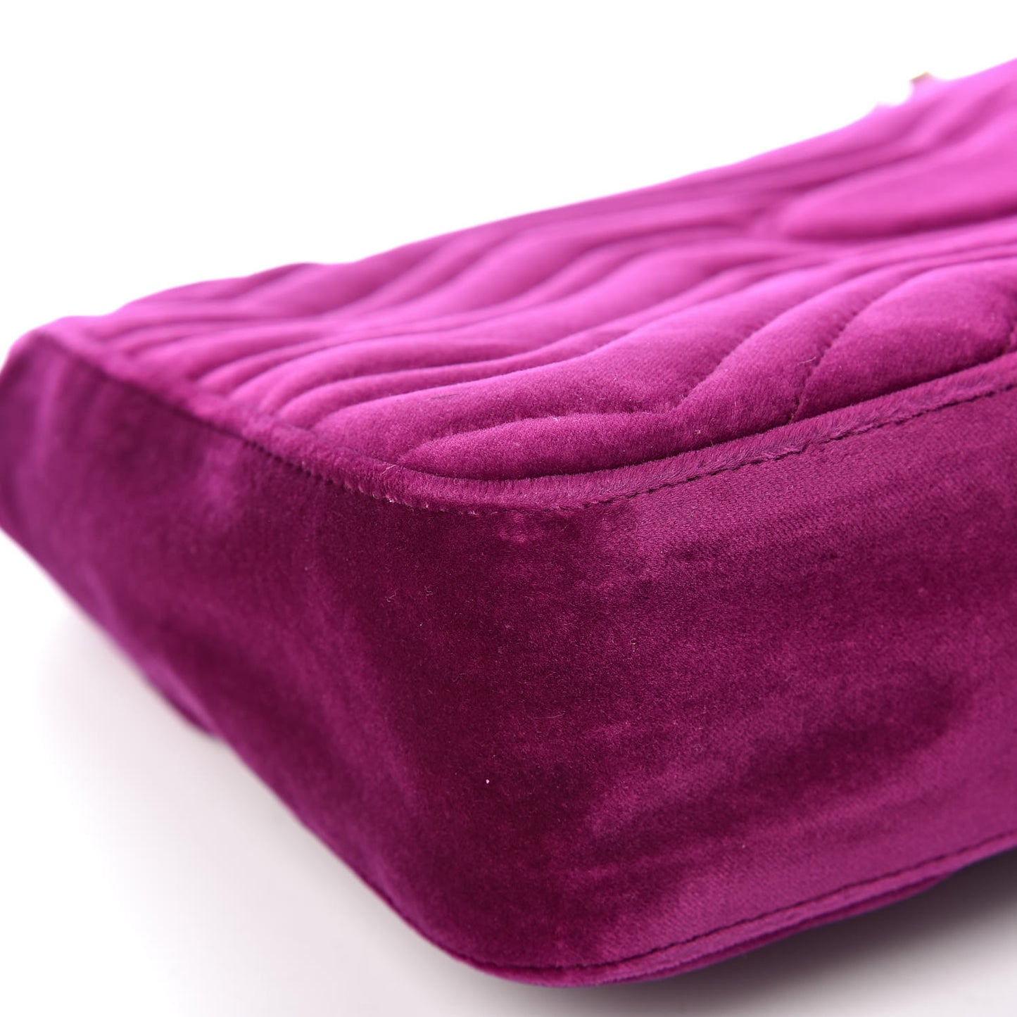 Velvet Matelasse Medium GG Marmont Shoulder Bag Fuchsia Violet Cyclamen