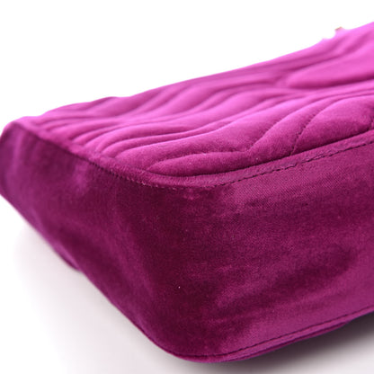 Gucci Velvet Matelasse Medium GG Marmont Shoulder Bag Fuchsia Violet Cyclamen 11 of 14