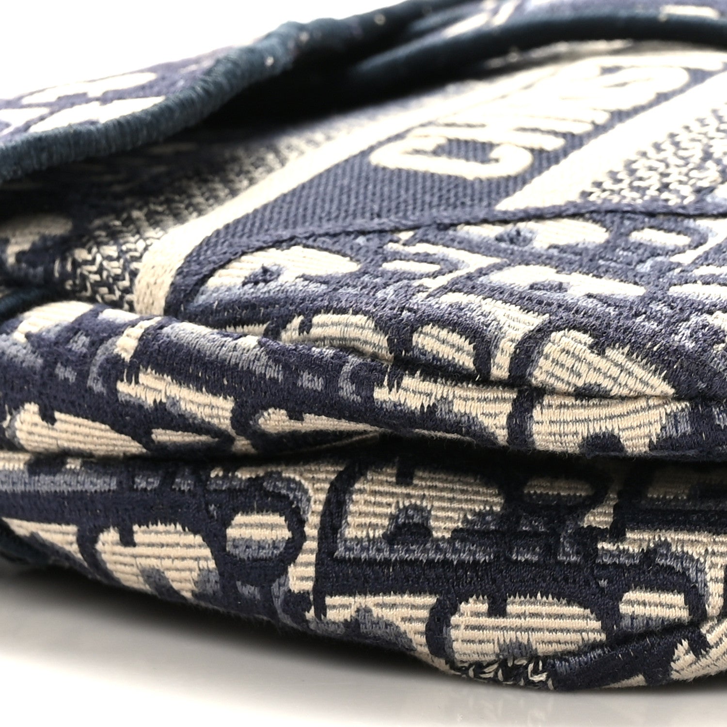 Christian Dior Oblique Embroidered Saddle Bag Blue 8 of 9