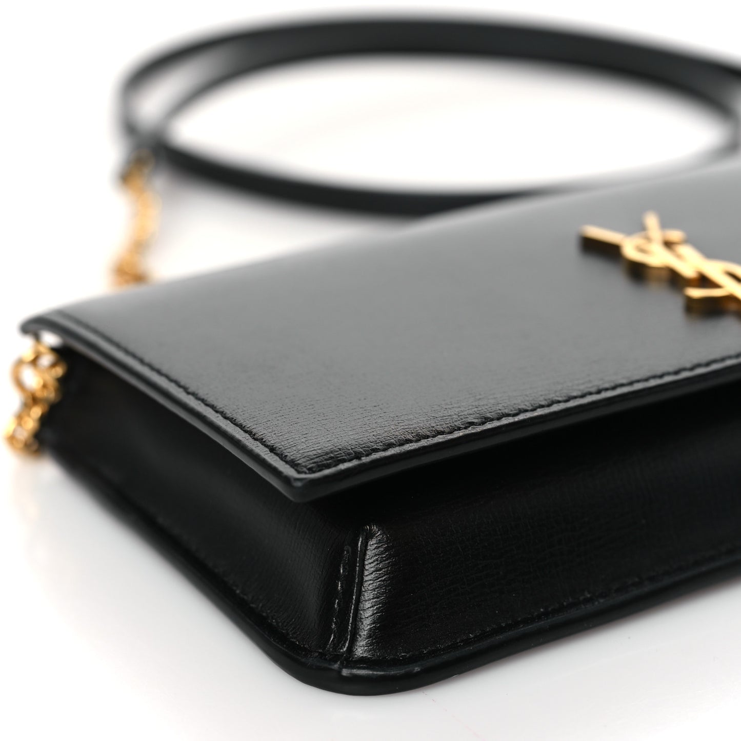 Smooth Calfskin Monogram Phone Holder Crossbody Black