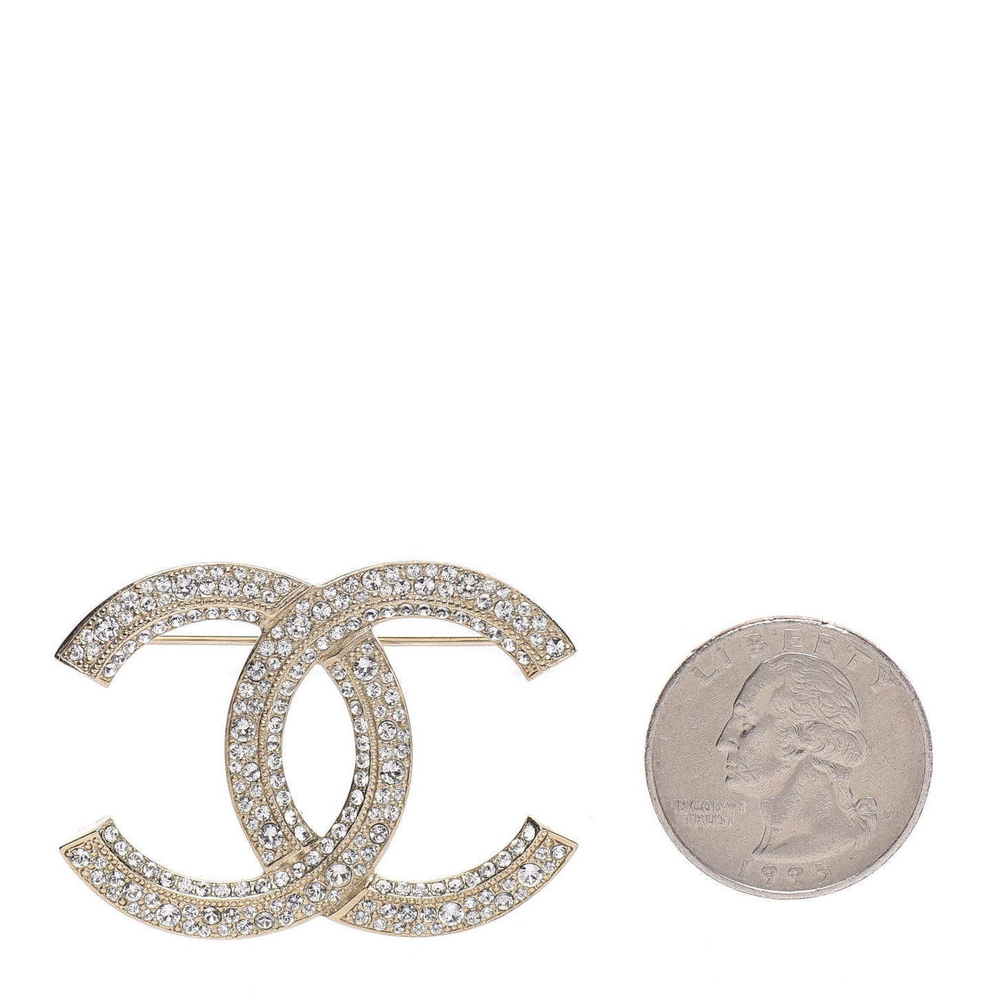 Crystal CC Brooch Light Gold