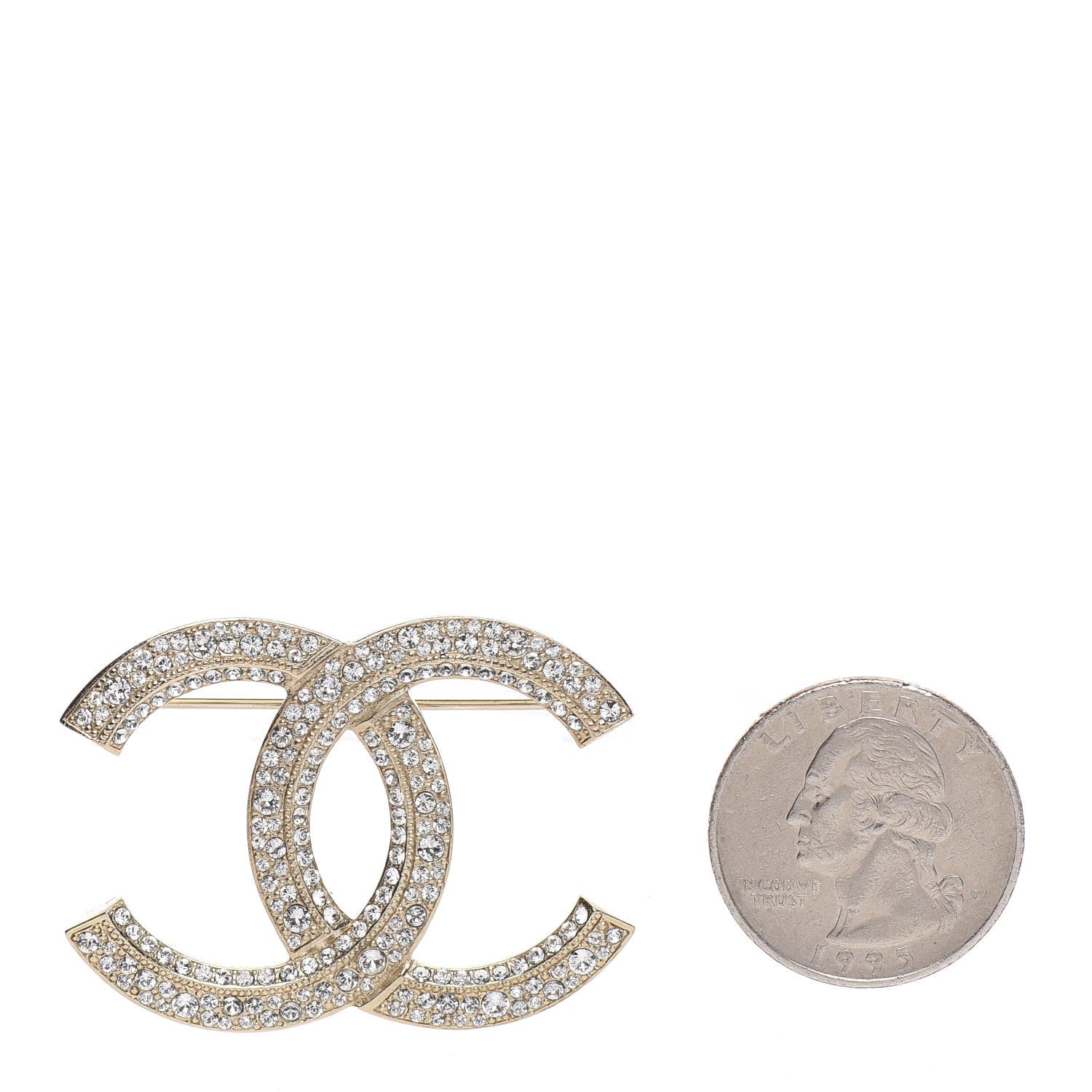 Chanel Crystal CC Brooch Light Gold 2 of 3