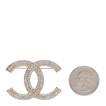 Chanel Crystal CC Brooch Light Gold 2 of 3