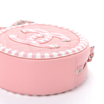 Chanel Caviar Quilted Filigree Round Clutch With Chain Pink White 8 of 9
