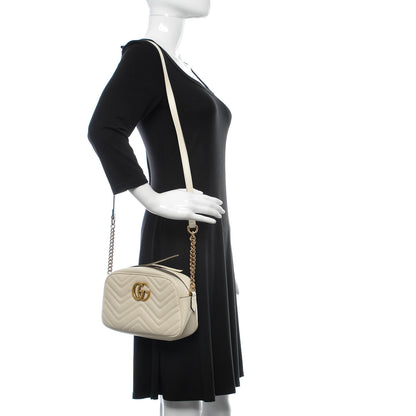Gucci Calfskin Matelasse Small GG Marmont Chain Shoulder Bag White 2 of 11