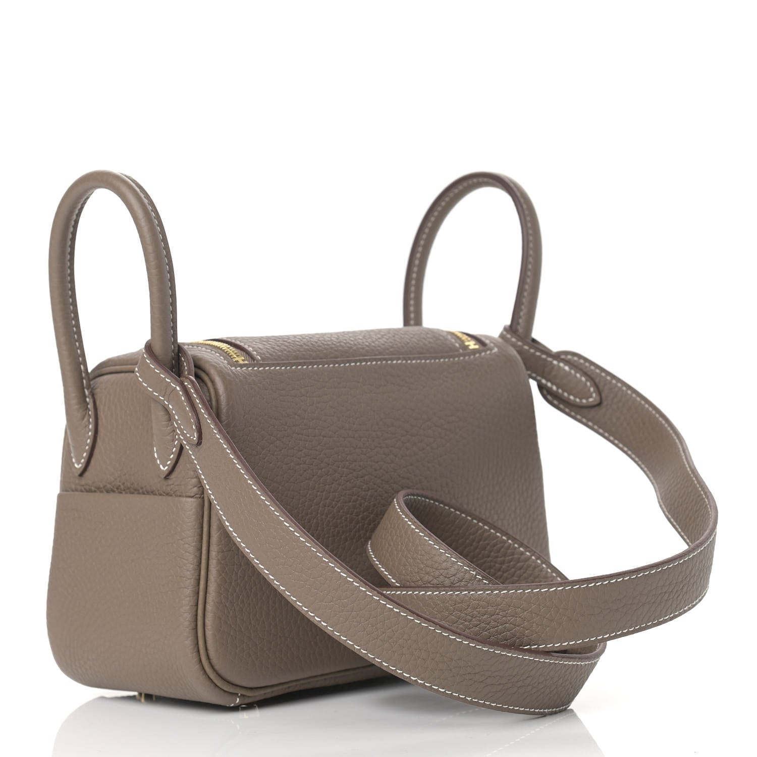 Hermes Taurillon Clemence Mini Lindy 20 Etoupe 3 of 11