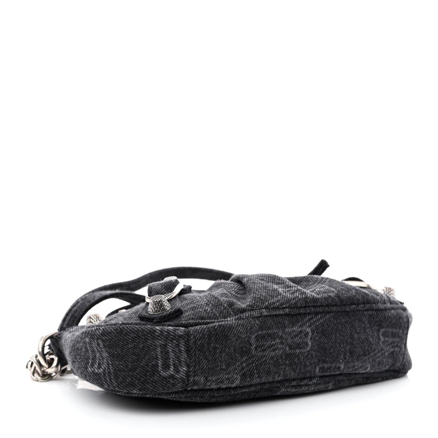 Balenciaga Washed Denim BB Monogram Le Cagole Mini Purse With Chain Black 4 of 12