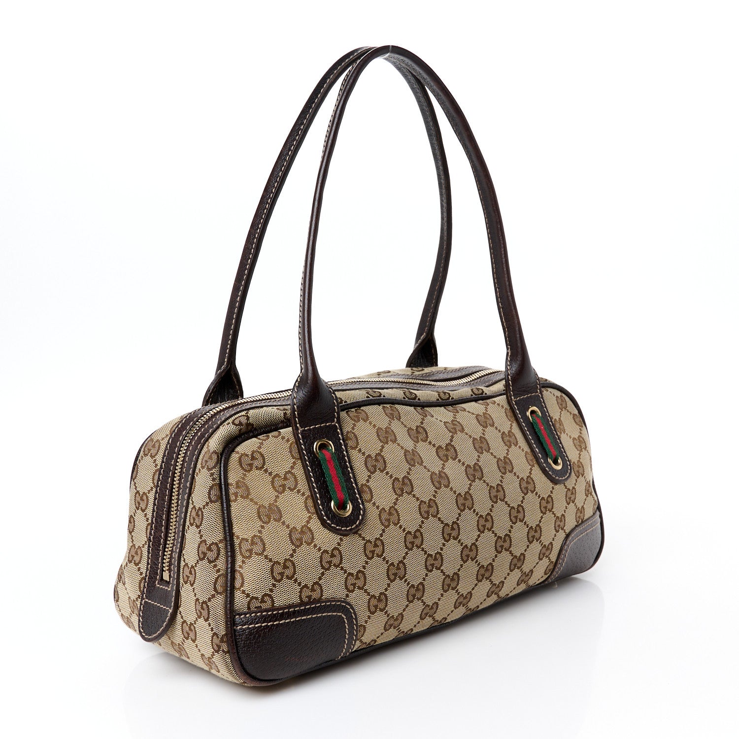 Gucci Monogram Small Princy Satchel Dark Brown 3 of 10