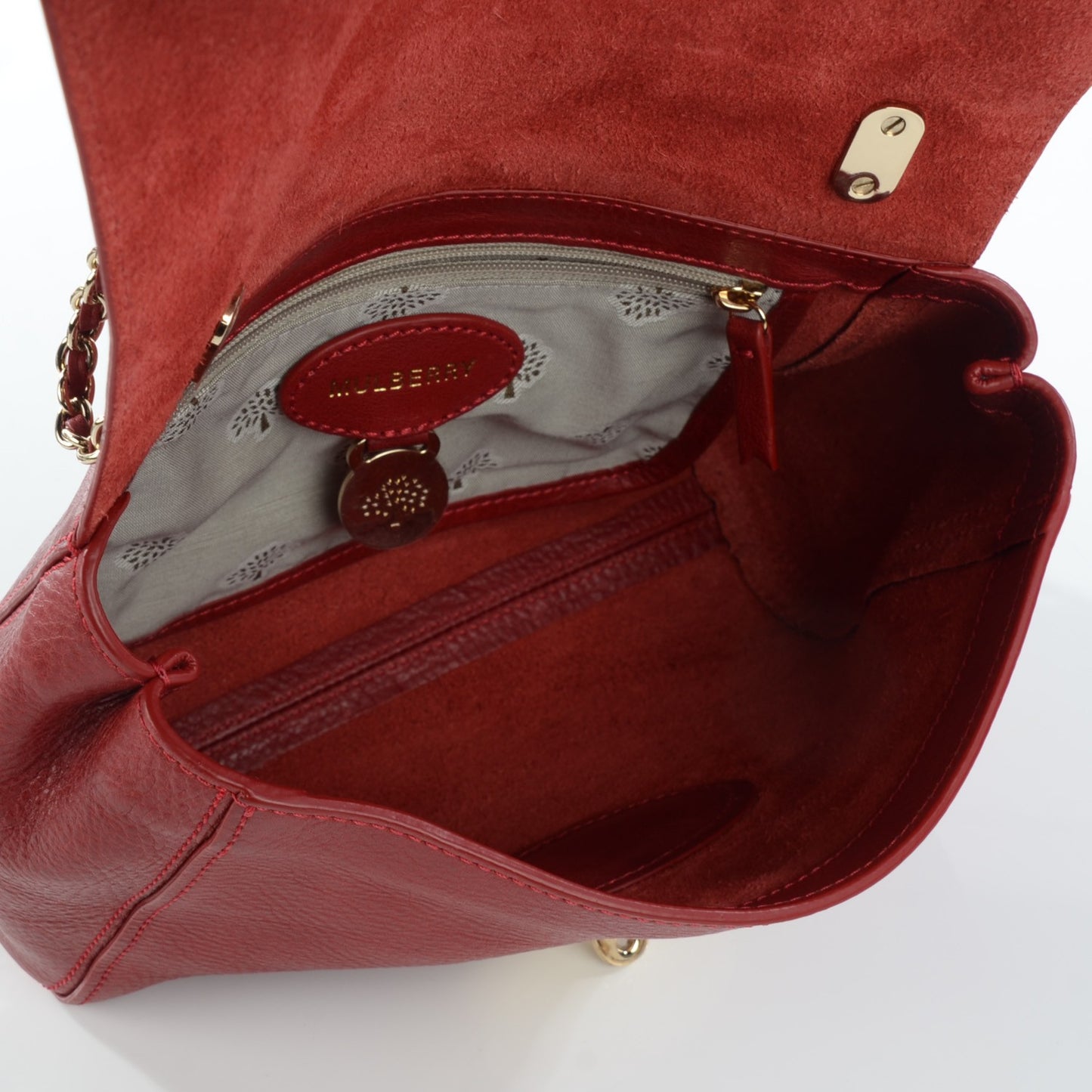 Classic Grain Calfskin Small Lily Red